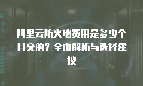 阿里云防火墙费用是多少个月交的？全面解析与选择建议