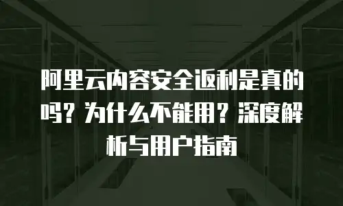 阿里云内容安全返利是真的吗？为什么不能用？深度解析与用户指南
