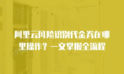 阿里云风险识别代金券在哪里操作？一文掌握全流程