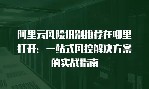 阿里云风险识别推荐在哪里打开：一站式风控解决方案的实战指南