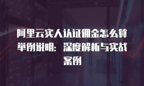 阿里云实人认证佣金怎么算举例说明：深度解析与实战案例