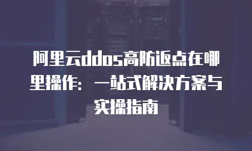 阿里云ddos高防返点在哪里操作：一站式解决方案与实操指南
