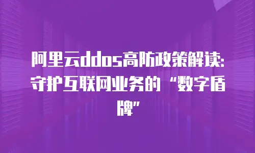 阿里云ddos高防政策解读：守护互联网业务的“数字盾牌”