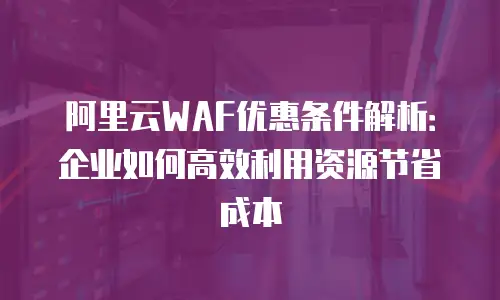 阿里云WAF优惠条件解析：企业如何高效利用资源节省成本