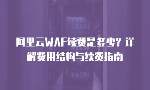 阿里云WAF续费是多少？详解费用结构与续费指南