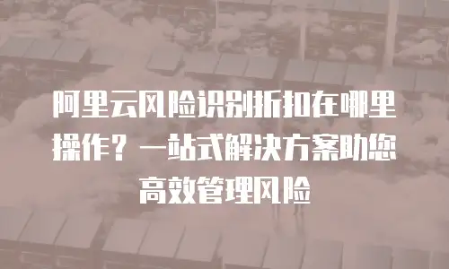 阿里云风险识别折扣在哪里操作？一站式解决方案助您高效管理风险