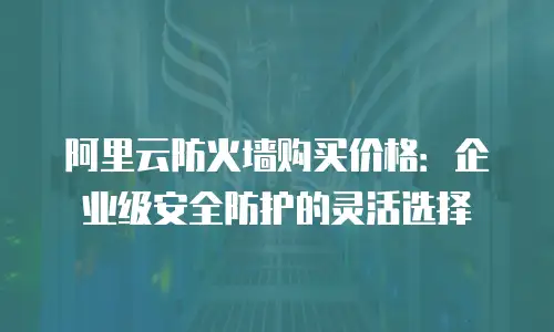 阿里云防火墙购买价格：企业级安全防护的灵活选择