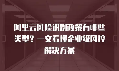 阿里云风险识别政策有哪些类型？一文看懂企业级风控解决方案