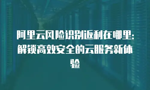 阿里云风险识别返利在哪里：解锁高效安全的云服务新体验