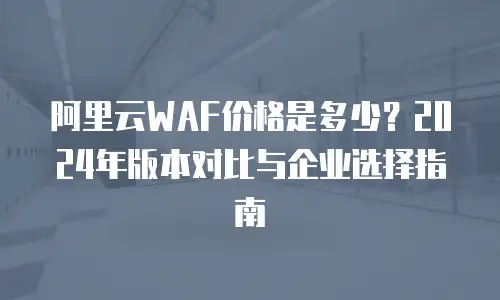 阿里云WAF价格是多少？2024年版本对比与企业选择指南