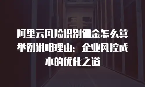 阿里云风险识别佣金怎么算举例说明理由：企业风控成本的优化之道