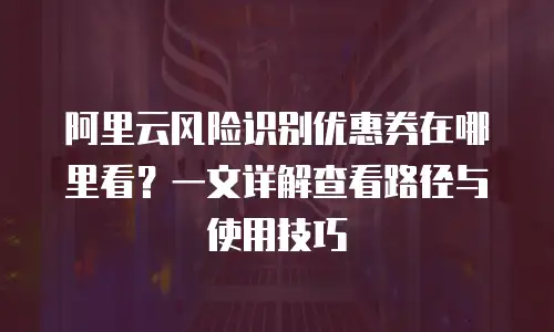 阿里云风险识别优惠券在哪里看？一文详解查看路径与使用技巧