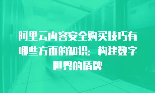 阿里云内容安全购买技巧有哪些方面的知识：构建数字世界的盾牌