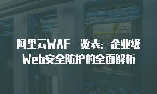 阿里云WAF一览表：企业级Web安全防护的全面解析