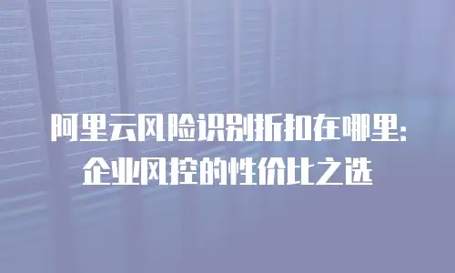 阿里云风险识别折扣在哪里：企业风控的性价比之选