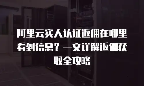 阿里云实人认证返佣在哪里看到信息？一文详解返佣获取全攻略