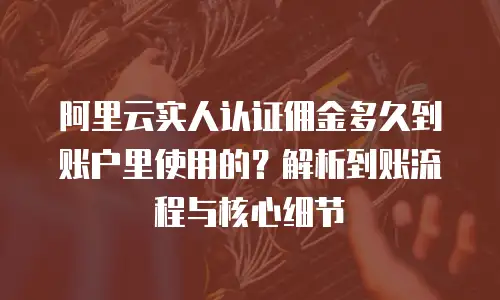阿里云实人认证佣金多久到账户里使用的？解析到账流程与核心细节