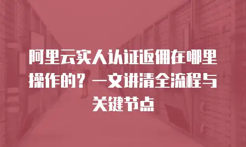 阿里云实人认证返佣在哪里操作的？一文讲清全流程与关键节点