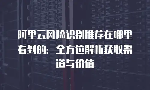 阿里云风险识别推荐在哪里看到的：全方位解析获取渠道与价值