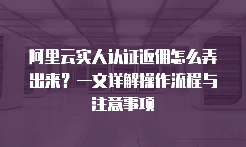 阿里云实人认证返佣怎么弄出来？一文详解操作流程与注意事项