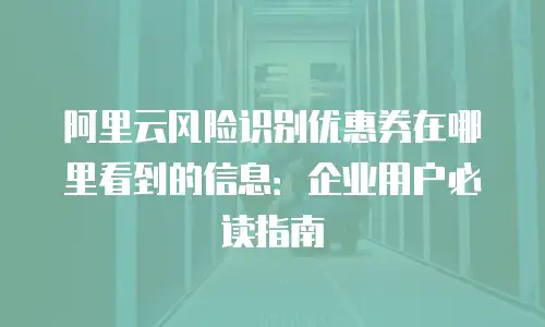 阿里云风险识别优惠券在哪里看到的信息：企业用户必读指南
