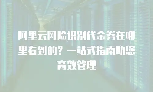 阿里云风险识别代金券在哪里看到的？一站式指南助您高效管理