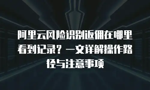 阿里云风险识别返佣在哪里看到记录？一文详解操作路径与注意事项