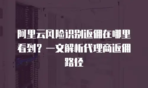 阿里云风险识别返佣在哪里看到？一文解析代理商返佣路径