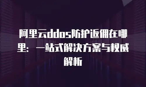 阿里云ddos防护返佣在哪里：一站式解决方案与权威解析