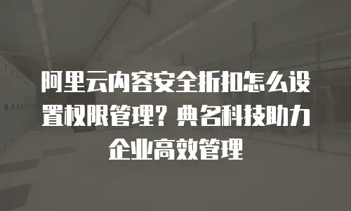 阿里云内容安全折扣怎么设置权限管理？典名科技助力企业高效管理