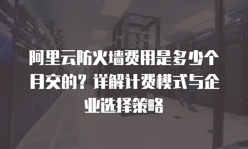 阿里云防火墙费用是多少个月交的？详解计费模式与企业选择策略