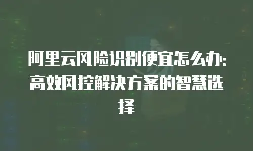 阿里云风险识别便宜怎么办：高效风控解决方案的智慧选择