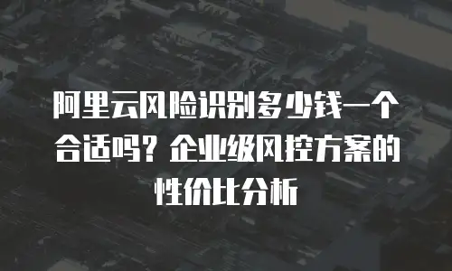 阿里云风险识别多少钱一个合适吗？企业级风控方案的性价比分析