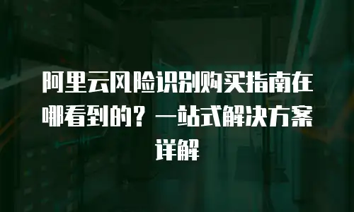 阿里云风险识别购买指南在哪看到的？一站式解决方案详解