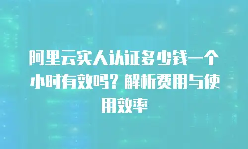 阿里云实人认证多少钱一个小时有效吗？解析费用与使用效率