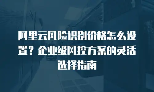 阿里云风险识别价格怎么设置？企业级风控方案的灵活选择指南