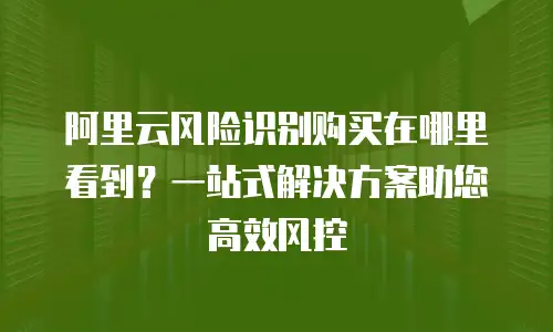 阿里云风险识别购买在哪里看到？一站式解决方案助您高效风控