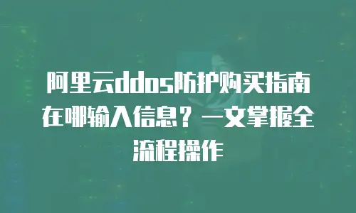 阿里云ddos防护购买指南在哪输入信息？一文掌握全流程操作