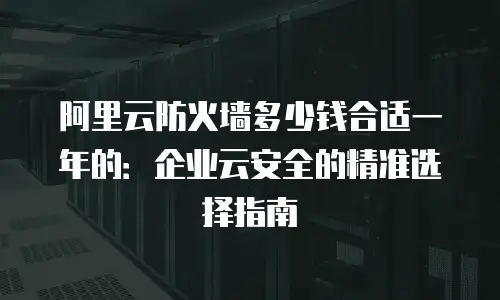 阿里云防火墙多少钱合适一年的：企业云安全的精准选择指南