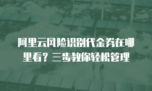 阿里云风险识别代金券在哪里看？三步教你轻松管理