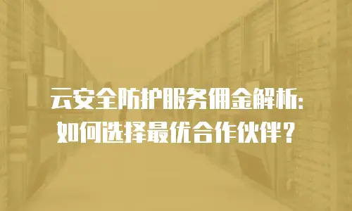 云安全防护服务佣金解析：如何选择最优合作伙伴？