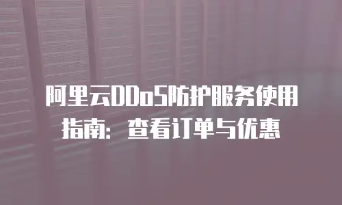 阿里云DDoS防护服务使用指南：查看订单与优惠