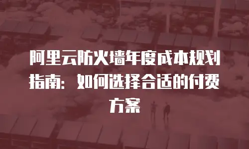 阿里云防火墙年度成本规划指南：如何选择合适的付费方案