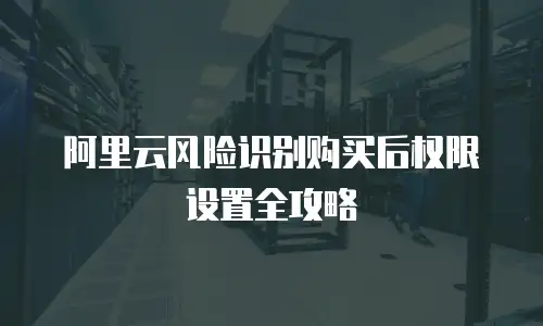 阿里云风险识别购买后权限设置全攻略