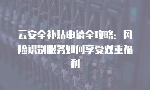 云安全补贴申请全攻略：风险识别服务如何享受双重福利