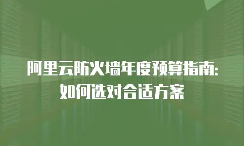 阿里云防火墙年度预算指南：如何选对合适方案
