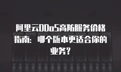 阿里云DDoS高防服务价格指南：哪个版本更适合你的业务？