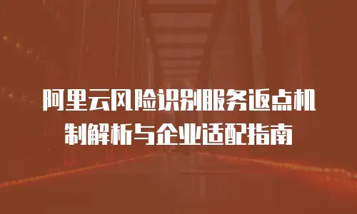 阿里云风险识别服务返点机制解析与企业适配指南