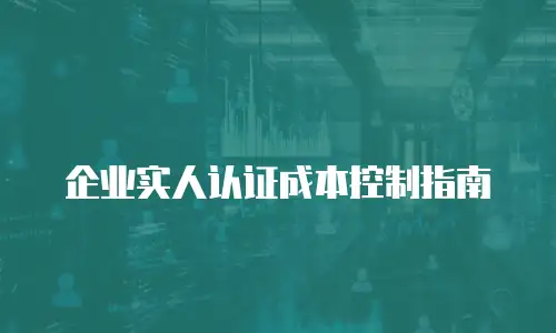 企业实人认证成本控制指南