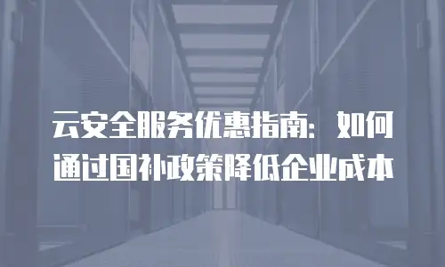 云安全服务优惠指南：如何通过国补政策降低企业成本